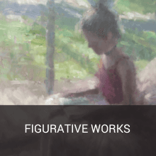 A painting of a girl with the words `` figurative works '' below it.